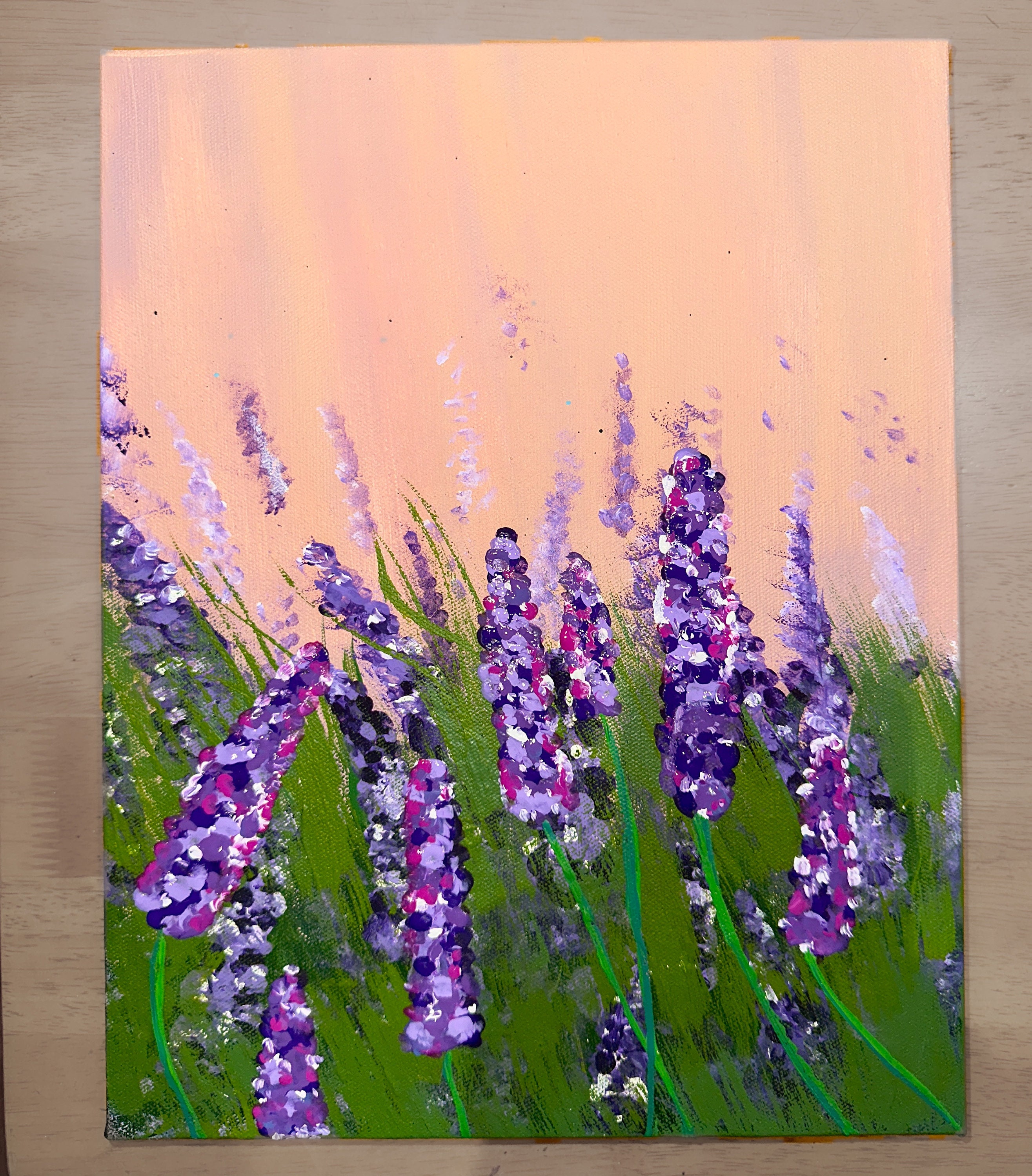 Lavender garden】アクリル画 F4 風景画 絵画 Lavender garden