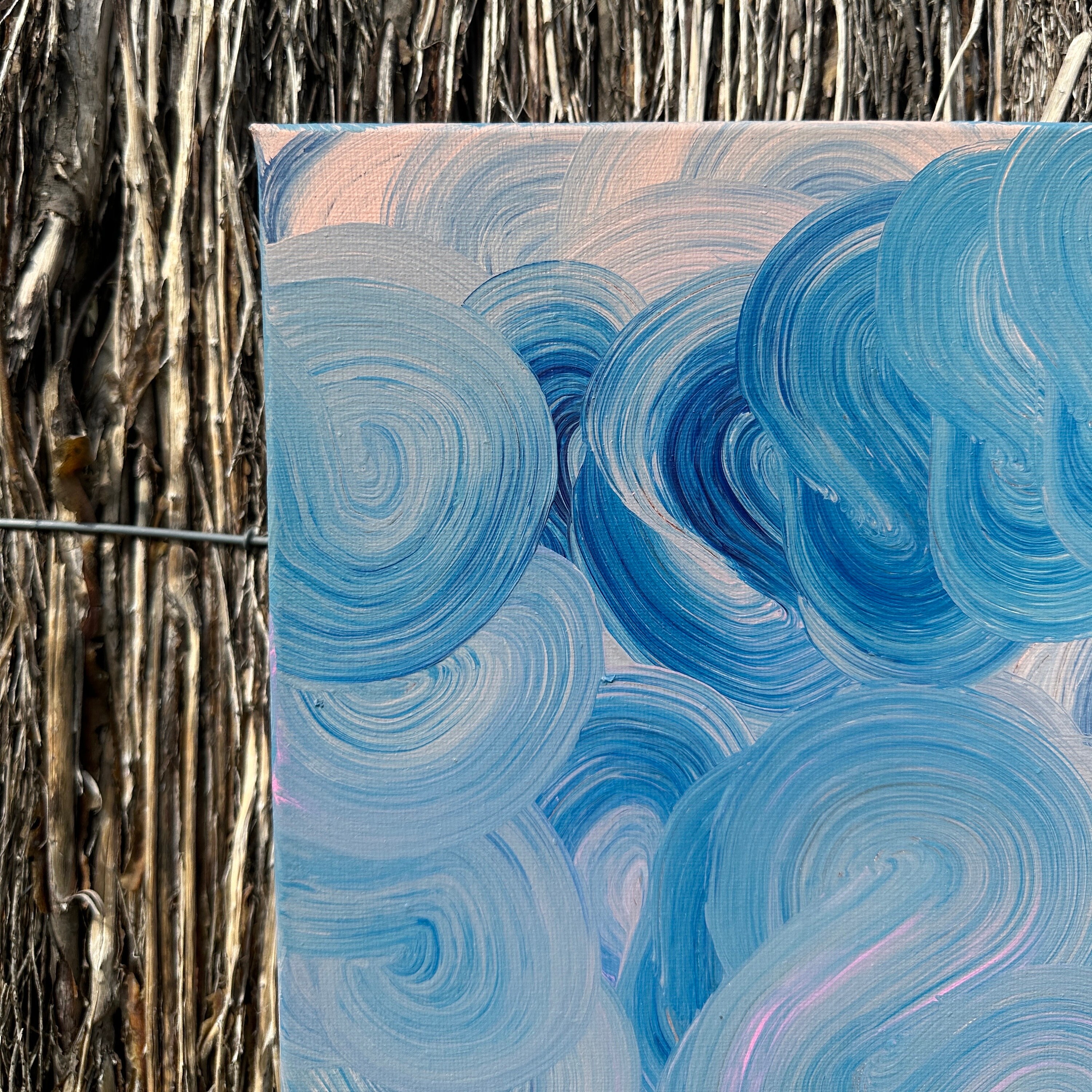 Apricot and Blue Hues • Original Abstract Painting • Acrylic on Canvas ...