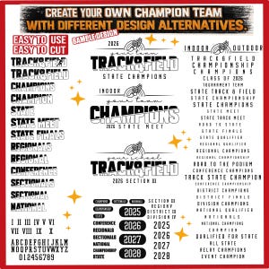 Editable Track & Field Team Shirt Design SVG PNG, State Meet Champions ,+50x Editable Words Pack ,School Athletics DIY Template