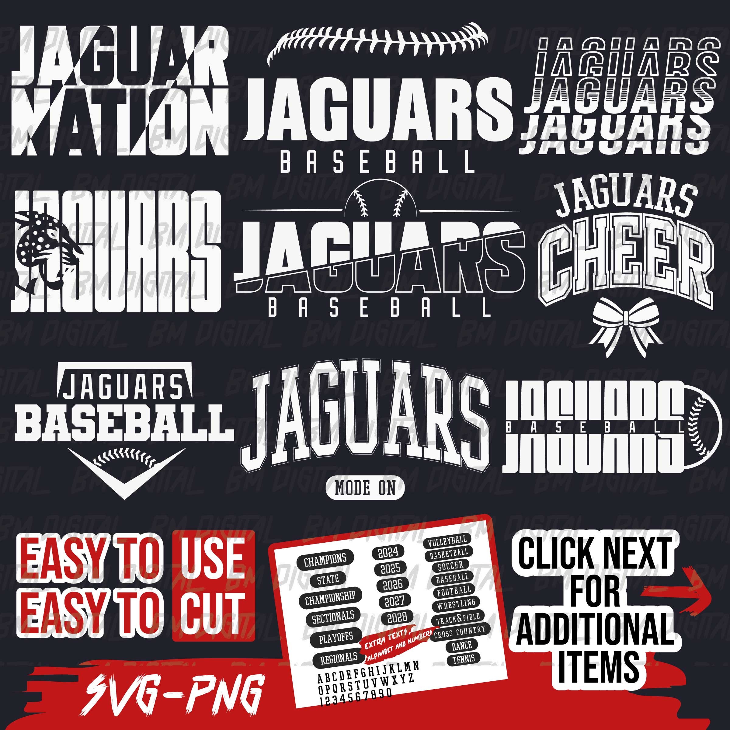 Jaguars Baseball Bundle, 9x SVG and 18x PNG File , School Team Svg, Jaguars Silhouette , Jaguars Cheer, Iron On, Layered