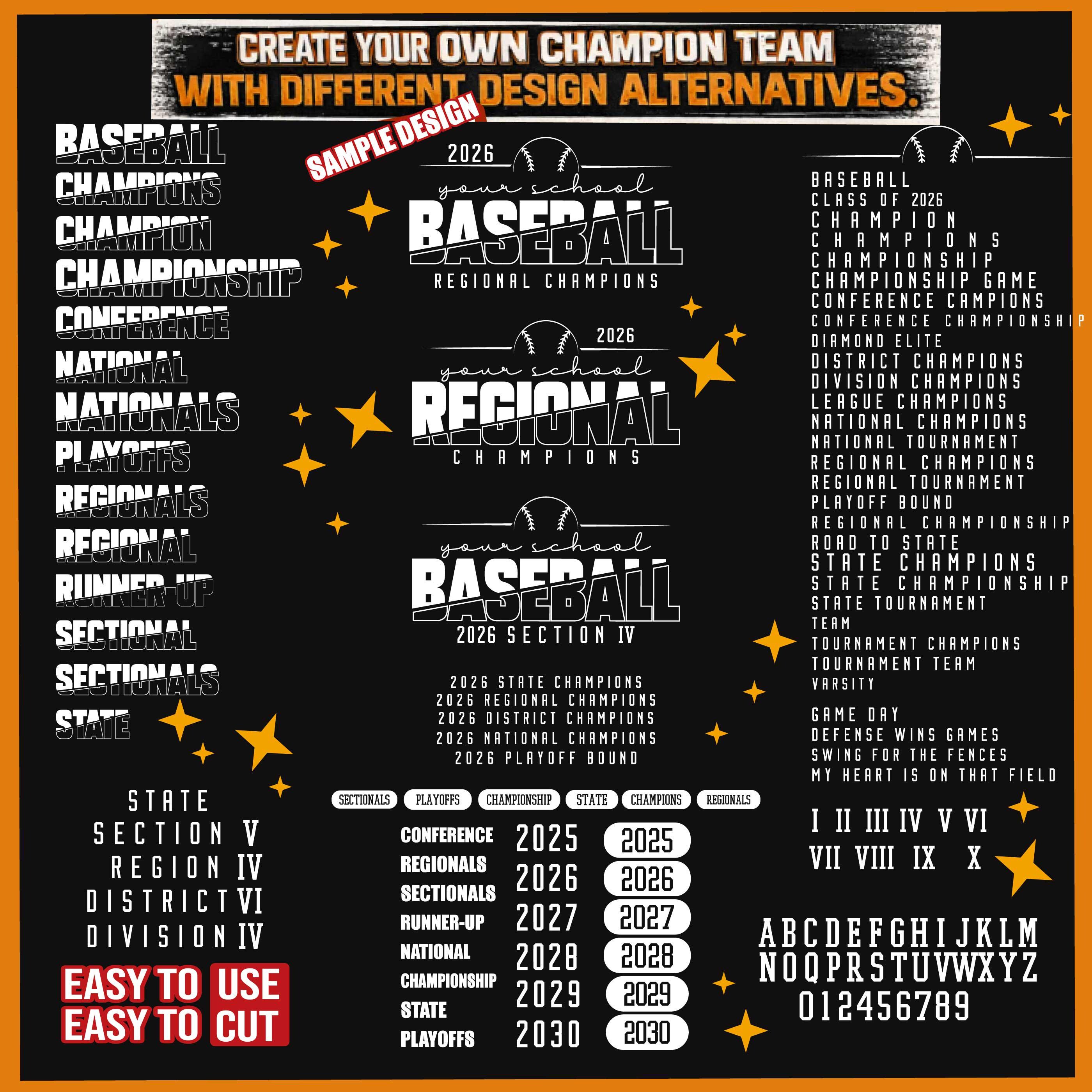 Editable Baseball Champions Bundle, DIY Team Tournament Shirt Design ...