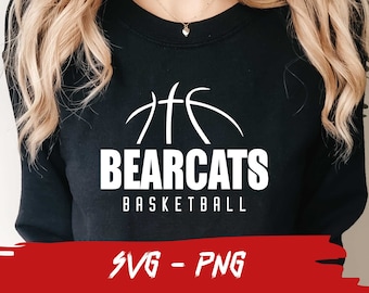 Bearcats Svg, Halfbsketball Png, basketbal Png, schoolteam Svg, mascotte Svg
