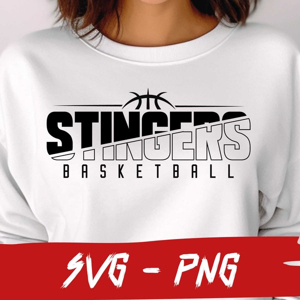 Stingers Basketball SVG and PNG File, Mascot Png File ,School Team Svg, Stingers Fan, Layered, Iron On, Cutted Text,