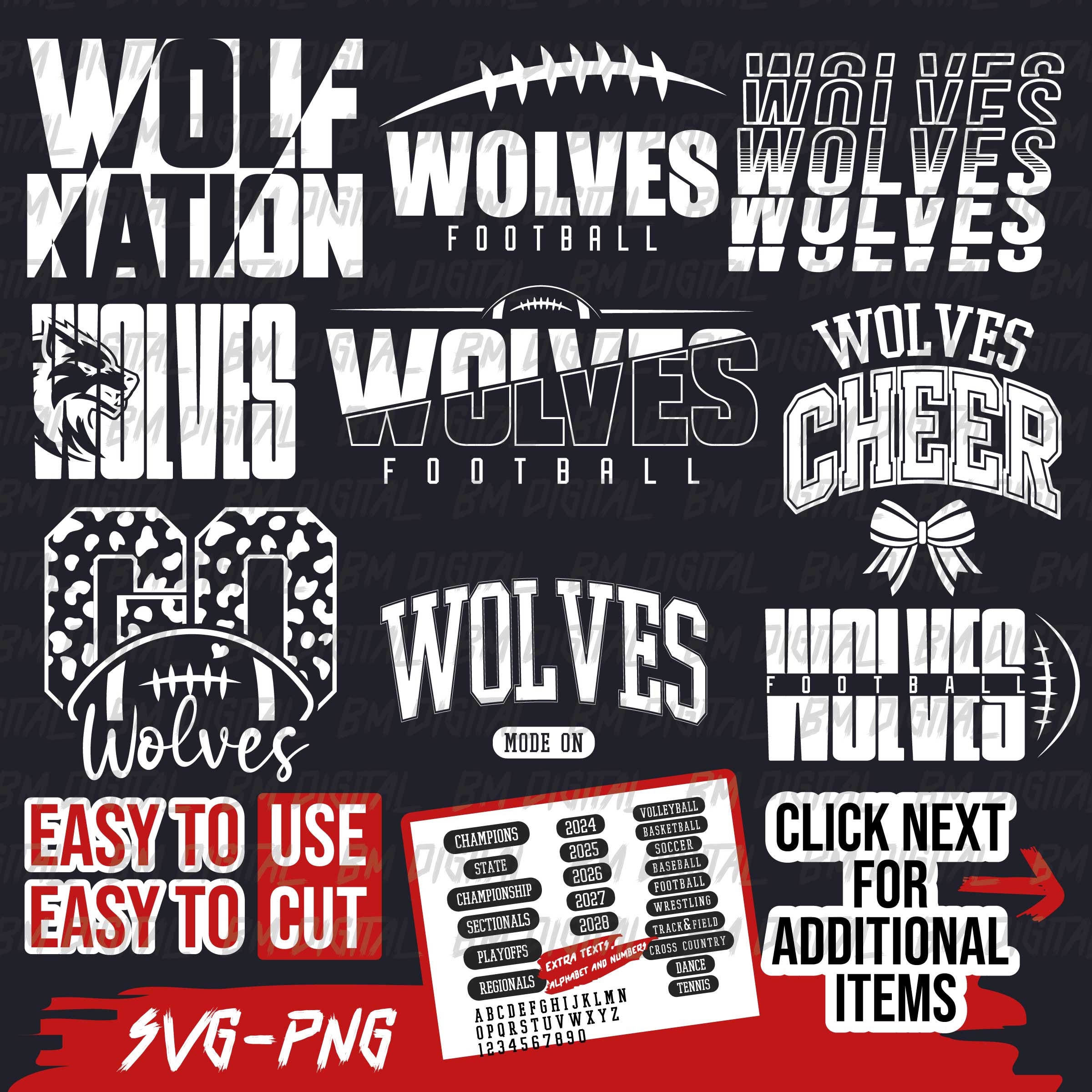 Wolves Football Svg Pattern Wolves Football Bundle, 9x SVG and 18x PNG File , School Team Svg ...