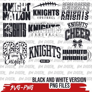 Knights Football Bundle, 9x SVG and 18x PNG File , School Team Svg, Knights Silhouette, Knights Cheer, Iron On, Layered image 2