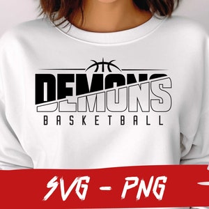 Demons Basketball SVG and PNG File, Mascot Png File ,School Team Svg, College Team Png, Demons Fan, Layered, Iron On,