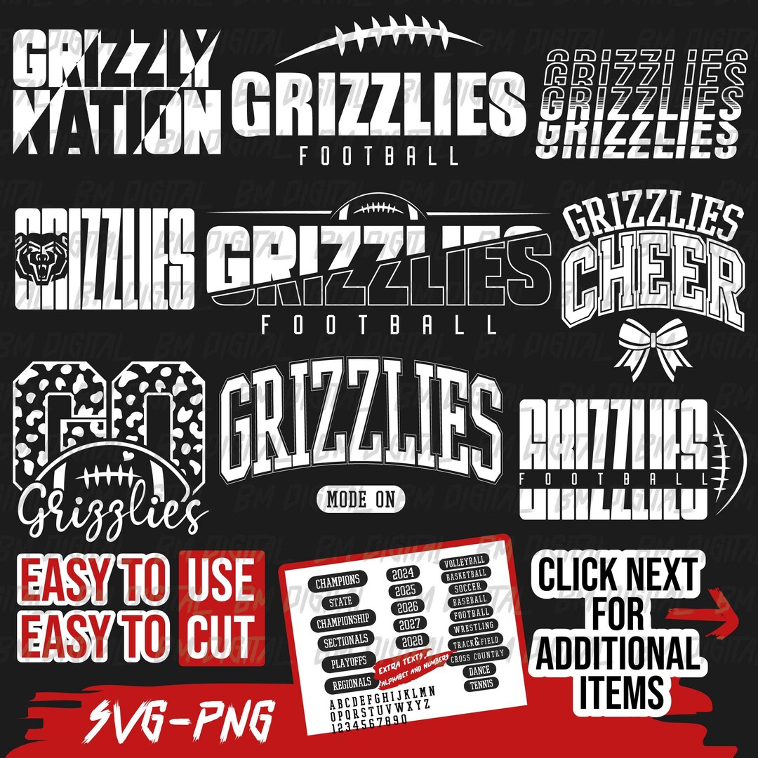 Grizzlies Football Bundle,9x SVG and 18x PNG File, School Team Svg ...