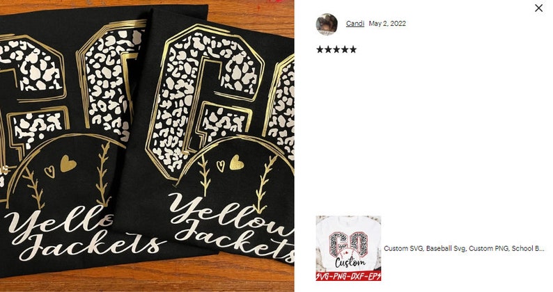 May include: Two black t-shirts with a gold outline of the number 60, a baseball, and the words "Yellow Jackets". The number 60 is filled with a white and black leopard print.