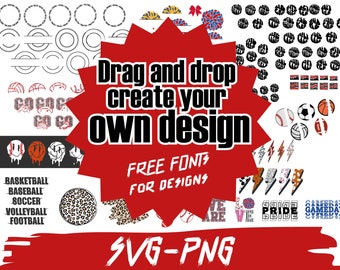 Make Your Own Sports SVG Design, Sport Bundle , Custom Football, Your Team Soccer, School Baseball, School Basketball, Personalized SVG,