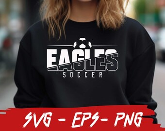 Adler Fußball SVG- und PNG-Datei, Adler-Maskottchen-Datei, Schul-Team-Svg, geschnittener Text, Adler Fan, geschichtet, Aufbügeln