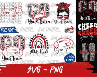 Custom Football Bundle, Football Team Svg, Football Your Team, School Team, College Team, Mascot Svg,