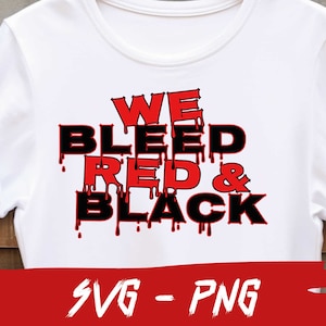 赤と黒の血を流すSVG PNGファイル、学校スポーツチームの色、大学フットボールPNG、Cricutファイル、フットボールチーム、デジタルファイル