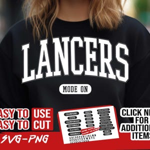 Lancers Bundle+21 SVG and PNG File, Lancers Vintage Design Mode On, School Team, Mascot Png, Lancers Cheer, Iron On