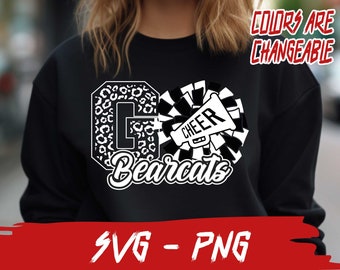 Bearcats Cheer Shirt Design Svg-bestand, Cheer Png, Bearcats Cheerleader, schoolteam Svg, mascotte Svg