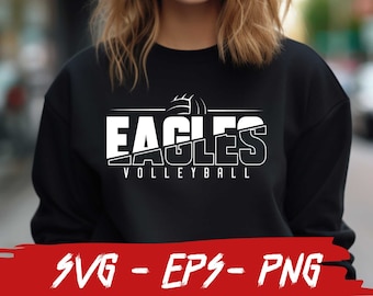 Eagles Volleyball SVG and PNG File, Eagles Mascot File, School Team Svg, Cutted Text,