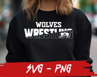 Wolves Wrestling Svg, School Team Png, Mascot, Wrestling Team, Layered, Iron On