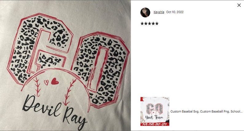 May include: A white t-shirt with a red outline of the number "60" filled with a black and white leopard print design. The number is above a red baseball with two small hearts and the text "Devil Ray" below.