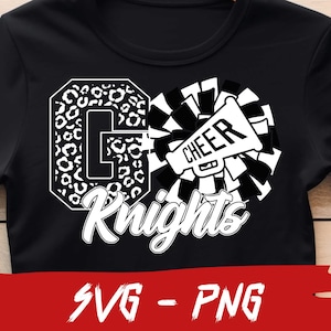 Knights Cheer Shirt Design Svg File, Cheer Png, Knights Cheerleader, School Team Svg, Layered, Mascot Svg