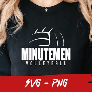 Minutemen Volleyball, Minutemen Svg, Halfball Shirt, School Team Svg, College Team Png, Mascot Svg