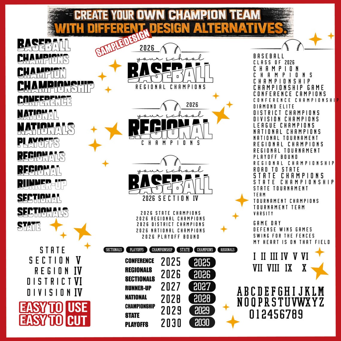 Editable Baseball Champions Bundle, DIY Team Tournament Shirt Design ...