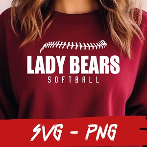 Lady Bears Softbal, Lady Bears Svg, Halfball Shirt, School Team Svg, Mascotte Svg, Softbal Fan, Gelaagd