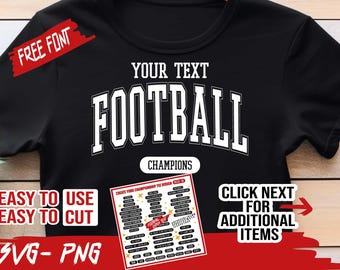 Pacote com 50 designs de camisetas para torneios de futebol em SVG e PNG, Campeões Estaduais, Campeonato 2026, Equipe e Individual, Arquivos de Corte Editáveis para Faça Você Mesmo
