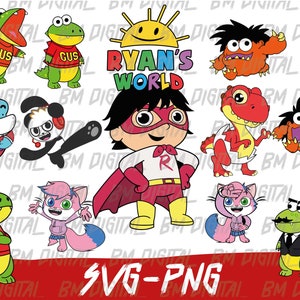 Ryan’s World Birthday SVG 12+ Characters  Combo Panda Svg Digital Clipart Layered