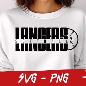 May include: White sweatshirt with black text that reads "LANCERS SOFTBALL LIVONIA" and a black and white baseball graphic.
