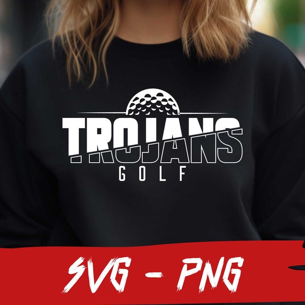 Trojans Golf Shirt Design Svg and Png File, Golf Champions, School Team, Trojans Cricut, Layered,