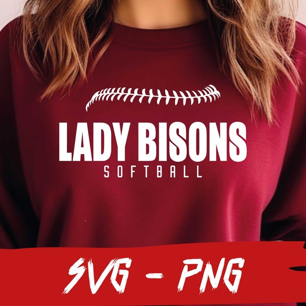 Lady Bisons Softball, Lady Bisons Svg, Halfball Shirt, School Team Svg, Mascot Svg, Softball Fan, Layered