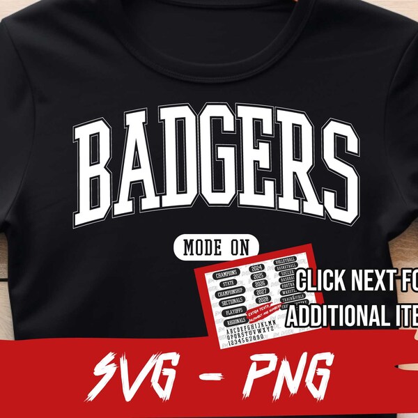 Badgers Bundle +21 Svg and Png, Badgers Vintage Design School Team, Mascot Png, Badgers Cheer, Iron On