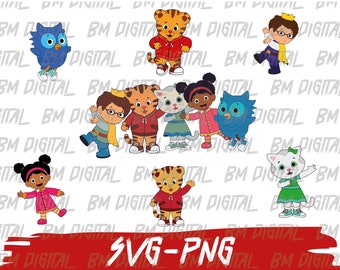 Daniel Tiger Layered SVG and PNG Bundle Daniel Tiger Trolley Birthday Clipart for Kids Cut Files for Cricut 300 Dpi PNG Files