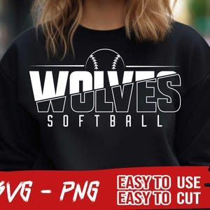 May include: Black sweatshirt with white text that reads "WOLVES SOFTBALL" with a baseball graphic above the text.