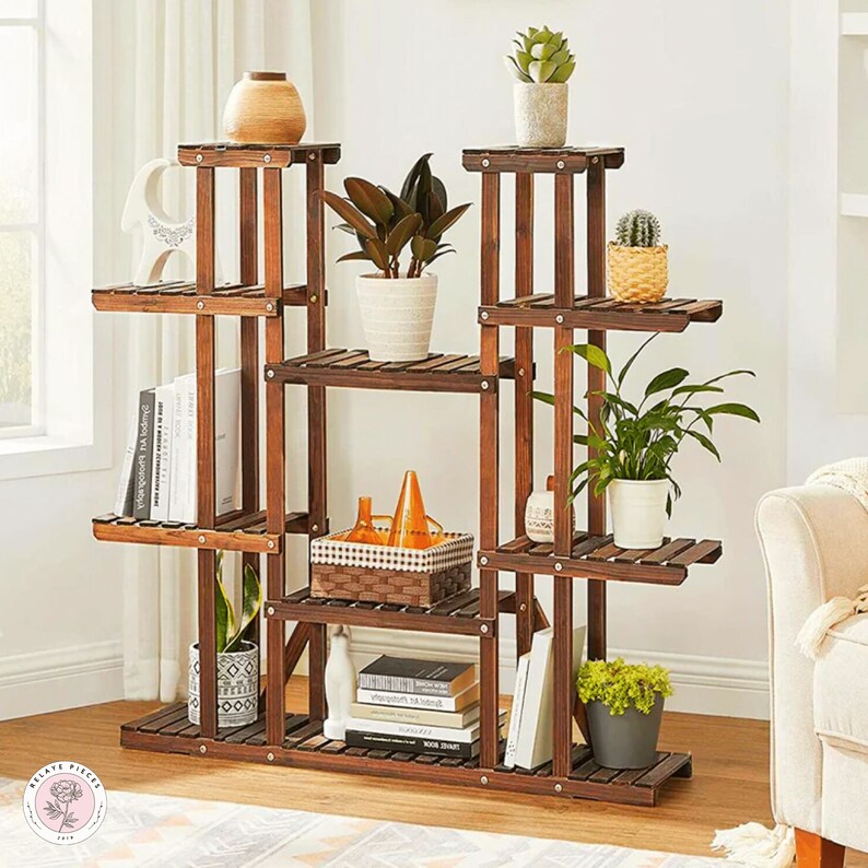 Multitier Solid Wood Plant Stand Wooden Plant Rack Indoor Etsy