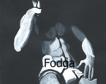 Reflection - male figure white gouache on black paper