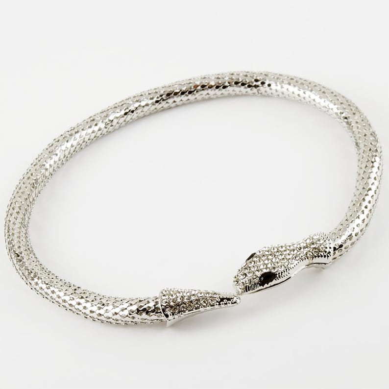 Snake Necklace, Statement Choker, Serpent Jewelry, Flexible Snake