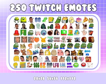 250 émoticônes Twitch Meme - Pack d'émoticônes Discord | Emotes amusants pour Twitch | Mega Bundle de mèmes drôles | YouTube et Discord