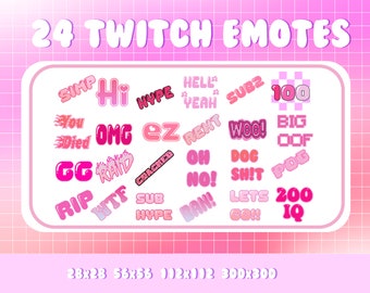 Pink Bubble Twitch Emotes - Kawaii Text Emote Set (Digitaler Download)