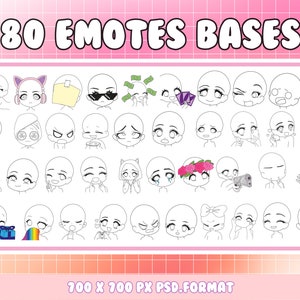 80 DIY Cute Emote Bases for Twitch, Youtube or Discord | Emote Base Pack | Draw your own emotes | Emote Template