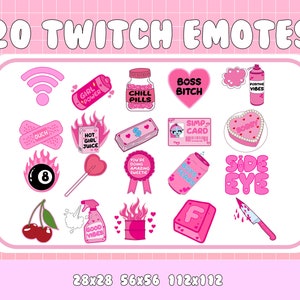 Pink Emote Bundle | Pink Emotes | Twitch Emotes | Discord Emotes | Kawaii | Streamer | Funny / Love / Pastel  Pink