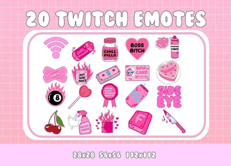 Pink Emote Bundle Pink Emotes Twitch Emotes Discord Emotes Kawaii