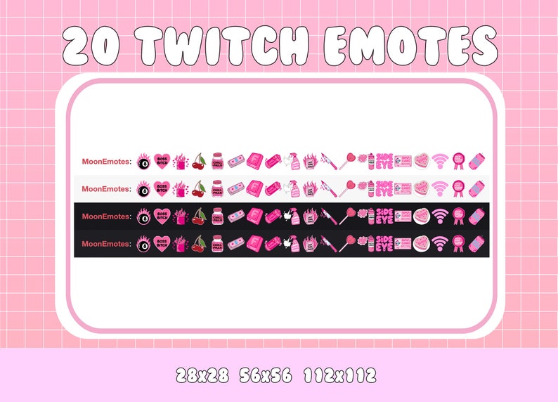 Pink Emote Bundle Pink Emotes Twitch Emotes Discord Emotes Kawaii