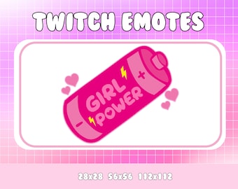 Girl Power Battery Emote | Kawaii Twitch, Discord (Instant Download)
