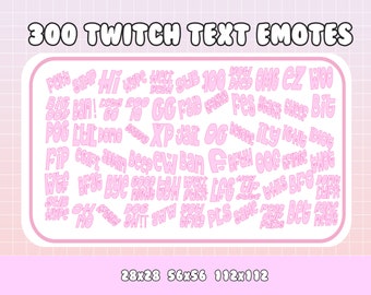 300 Pink Text Twitch Emotes | Kawaii Streamer Emote Set (Digital Download)