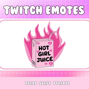 Caixa de suco rosa Twitch Emote | Emote Twitch Rosa | Emotes fofos do Twitch | Emotes Kawaii Twitch | Sub-emblemas | Emote de discórdia