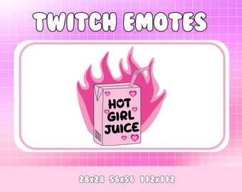 Emote de Twitch de cartón de jugo rosa / Emote de Discord kawaii (descarga instantánea)