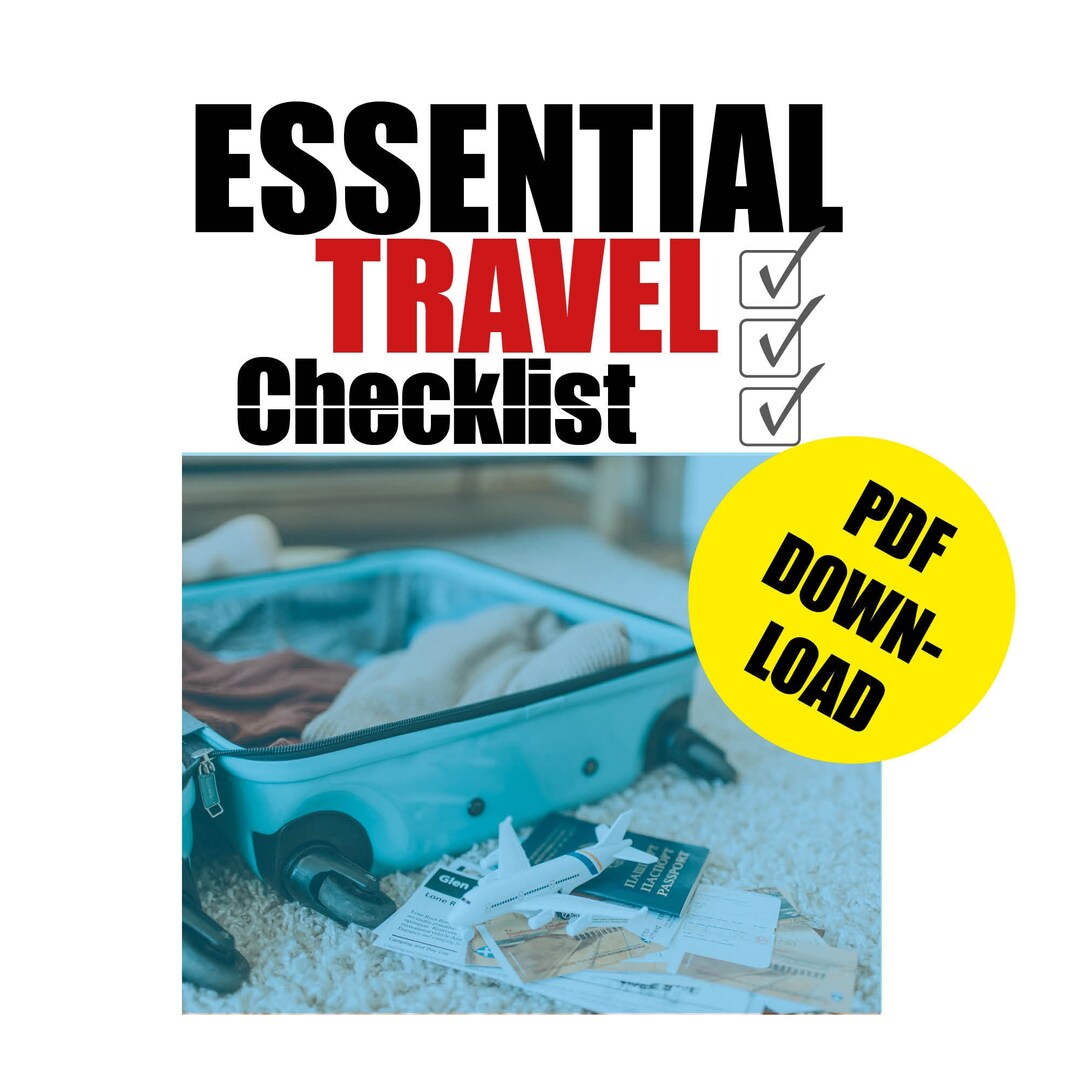 Essential Travel Luggage Checklist Digital Download Etsy