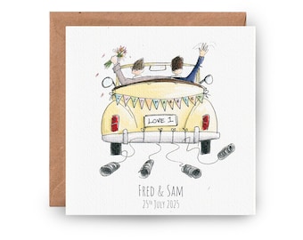 Personalised Gay Wedding card, Personalised wedding card, Just married card, groom and groom card, gay marriage card, wedding car card