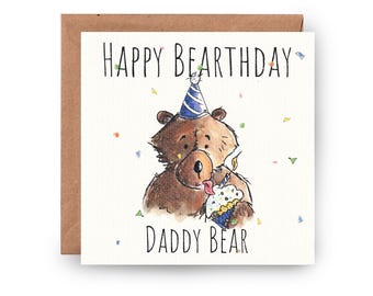 Gepersonaliseerde verjaardagskaart beer, gerecyclede kaart