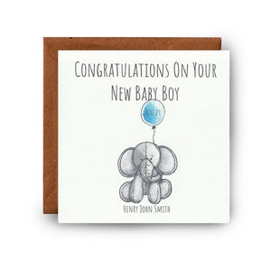 Félicitations pour votre carte de naissance, carte de naissance personnalisée, carte de bébé garçon, carte de bébé fille